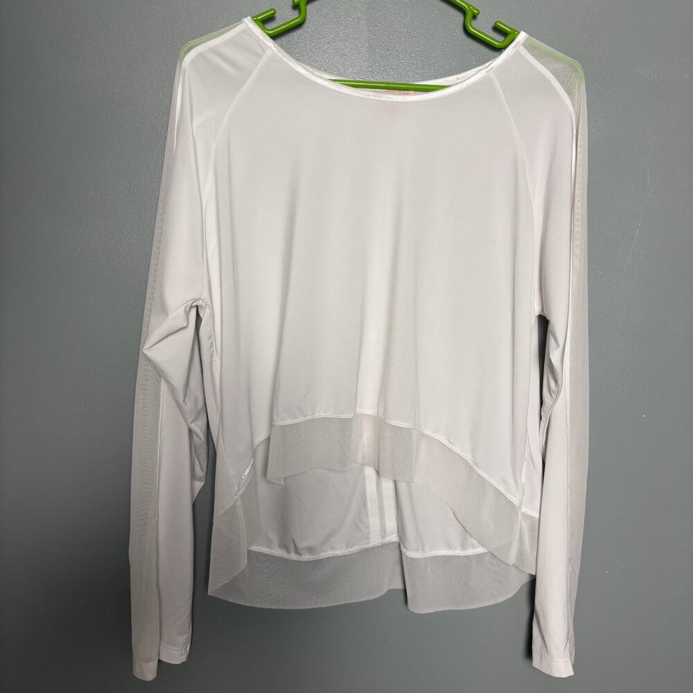 Chrissie By Tail Women’s Long Sleeve White Mesh Shirt Small Top Athleisure Style